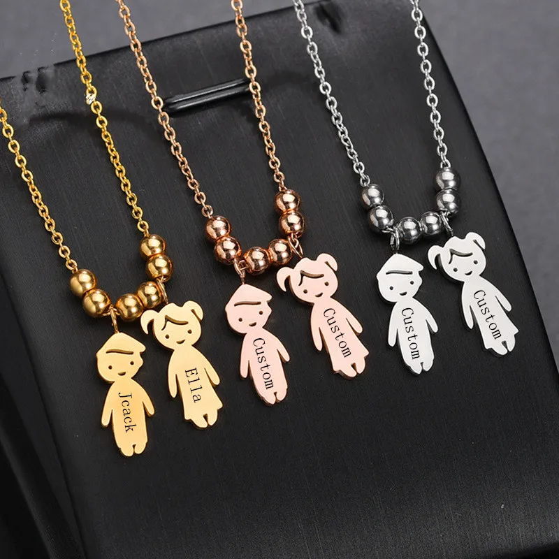 

Personality Custom Boy and Girl Necklace Pendant Stainless Steel Cuban Chain DIY Letter Good Friend Family Valentine's Day Gift