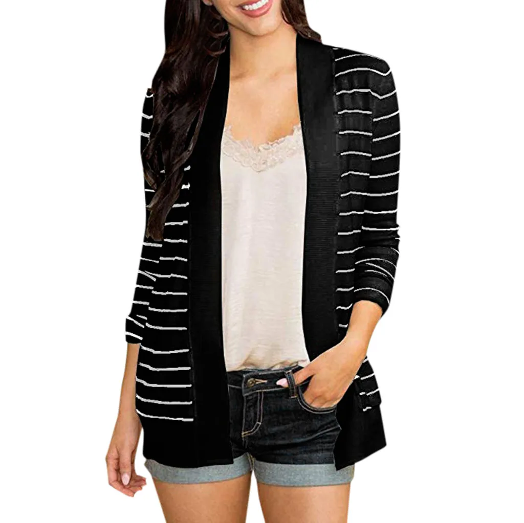 

Women hoodies Fashion Long Sleeve Striped Long Type Kimono Outerwear Girl Sweatshirts Hooded Female Jumper 2019 NEW