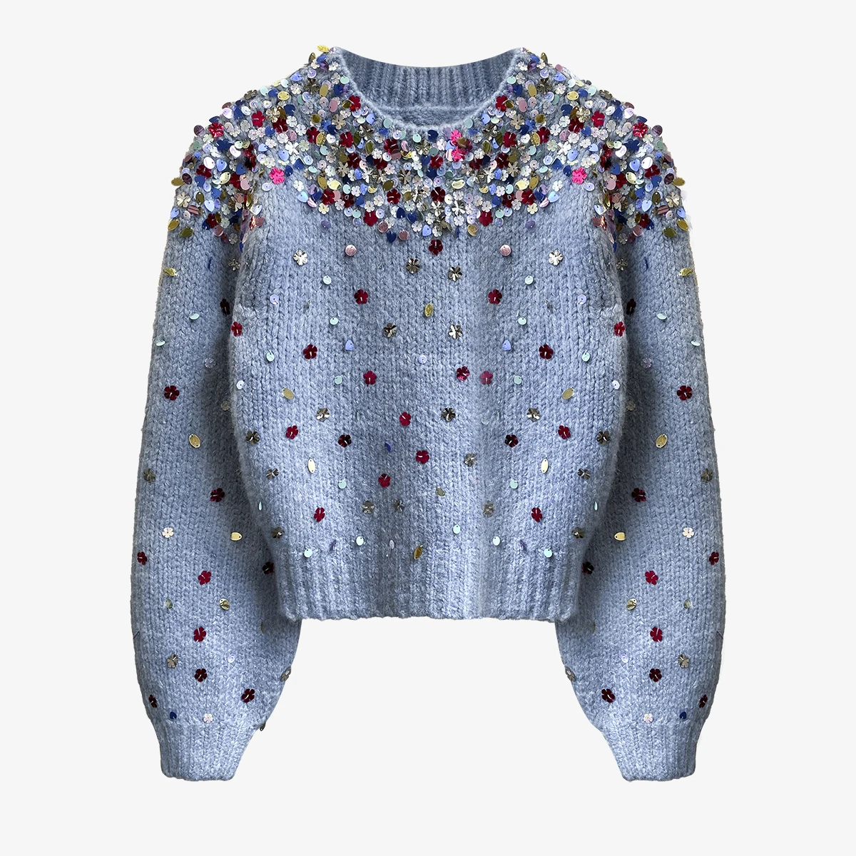 GETSPRING Women Sweater Sequins Patchwork Women