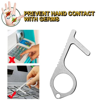 

Contactless Hygiene Hand Antimicrobial Isolation Brass Alloy Door Opener Portable Press Elevator Tool Door Handle Key Safe Tool