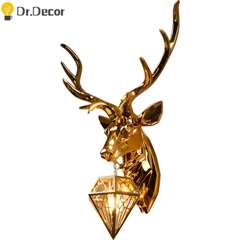 

Nordic Antler Resin Wall Lamp Luxury Wall Lamps American Retro Deer Wall Light Living Room Bedroom Bedside Lamp Wall Sconce Lamp