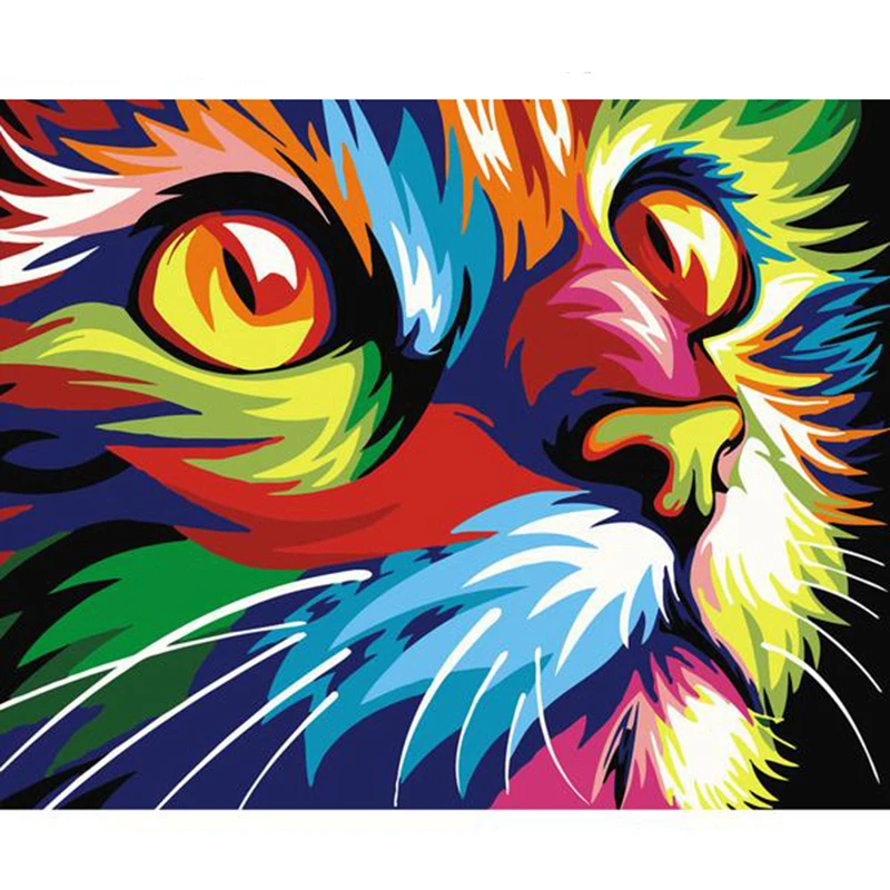 99136 Бескаркасных Красочные Лев Животных Абстрактной Живописи Diy Цифровой Paintng By Номера Современный Стены Искусства Картина Для Дома Стены Искусства - Цвет: 99136