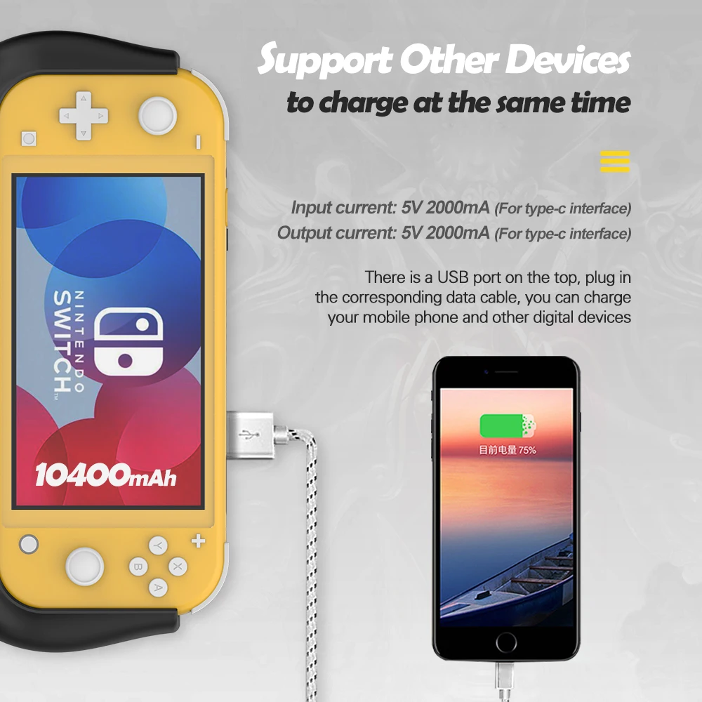 10400 мАч чехол для аккумулятора, внешний аккумулятор для nintendo Switch Lite, консоль с держателем, зарядное устройство, внешняя батарея для kingd Switch Lite