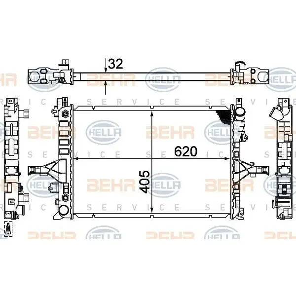 Радиатор VOLVO S60 2.0-2.5 / S80 2.0-2.9 / XC70 2.4-2.5 A/T 98 H