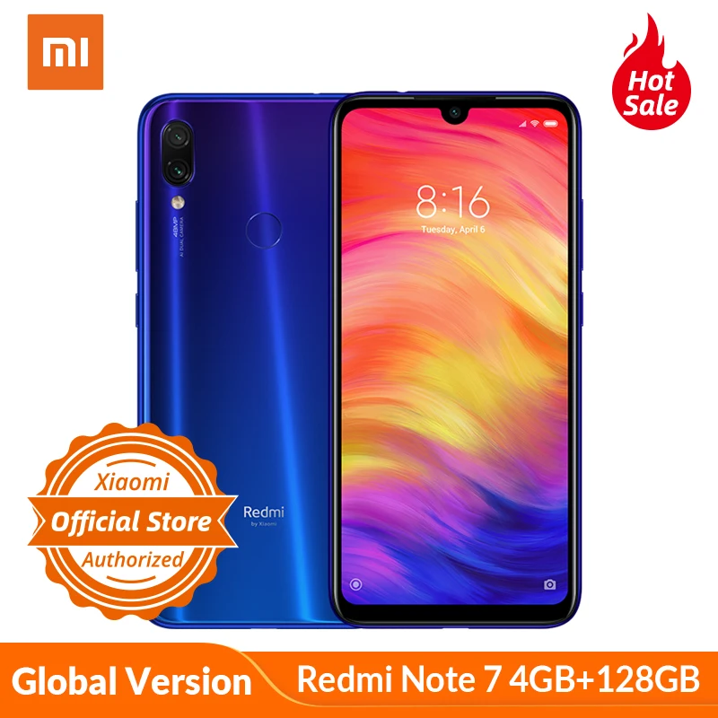 Vente Version mondiale Xiaomi Redmi Note 7 4GB 128GB Note7 Snapdragon 660 48MP double caméra 6.3 plein écran téléphone portable 4000mAh CE FCC