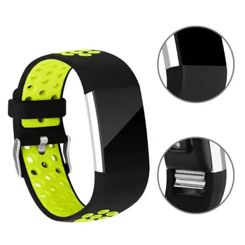 

Adjustable Silicone Porous Breathable Watch Strap with Buckle Safety Softness and Porous Design for Fitbit Charge 2