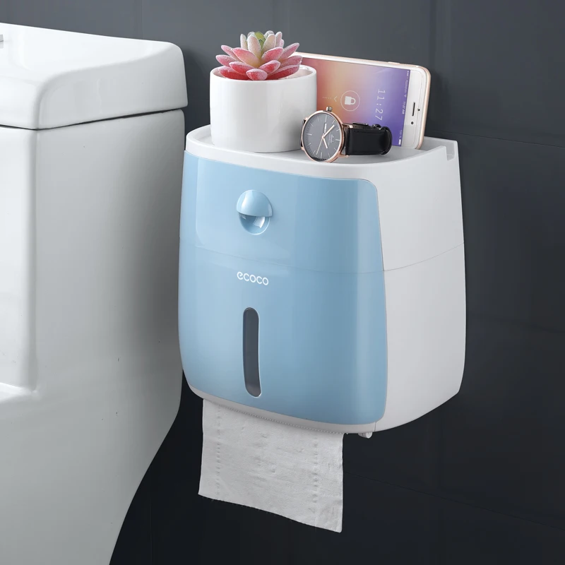 Поддержка водонепроницаемой туалетной бумажная Опора креативная дверь туалетной бумаги кухонные бумажные полотенца коробка для хранения ванной поддержка туалетной бумаги - Цвет: Blue style 1