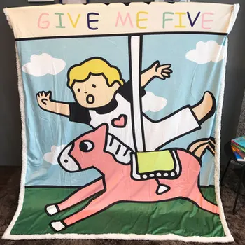 

Cartoon give me five double layer thickened child blanket berber SHERPA blanket children's quilt autumn and winter blanket