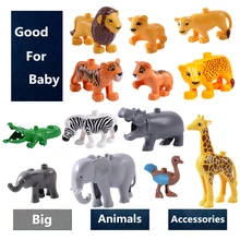 Модель животных строительные блоки аксессуары детские игрушки Сделай Сам Совместимость с Duploe набор животных корова Жираф Блок Наборы кубиков подарки