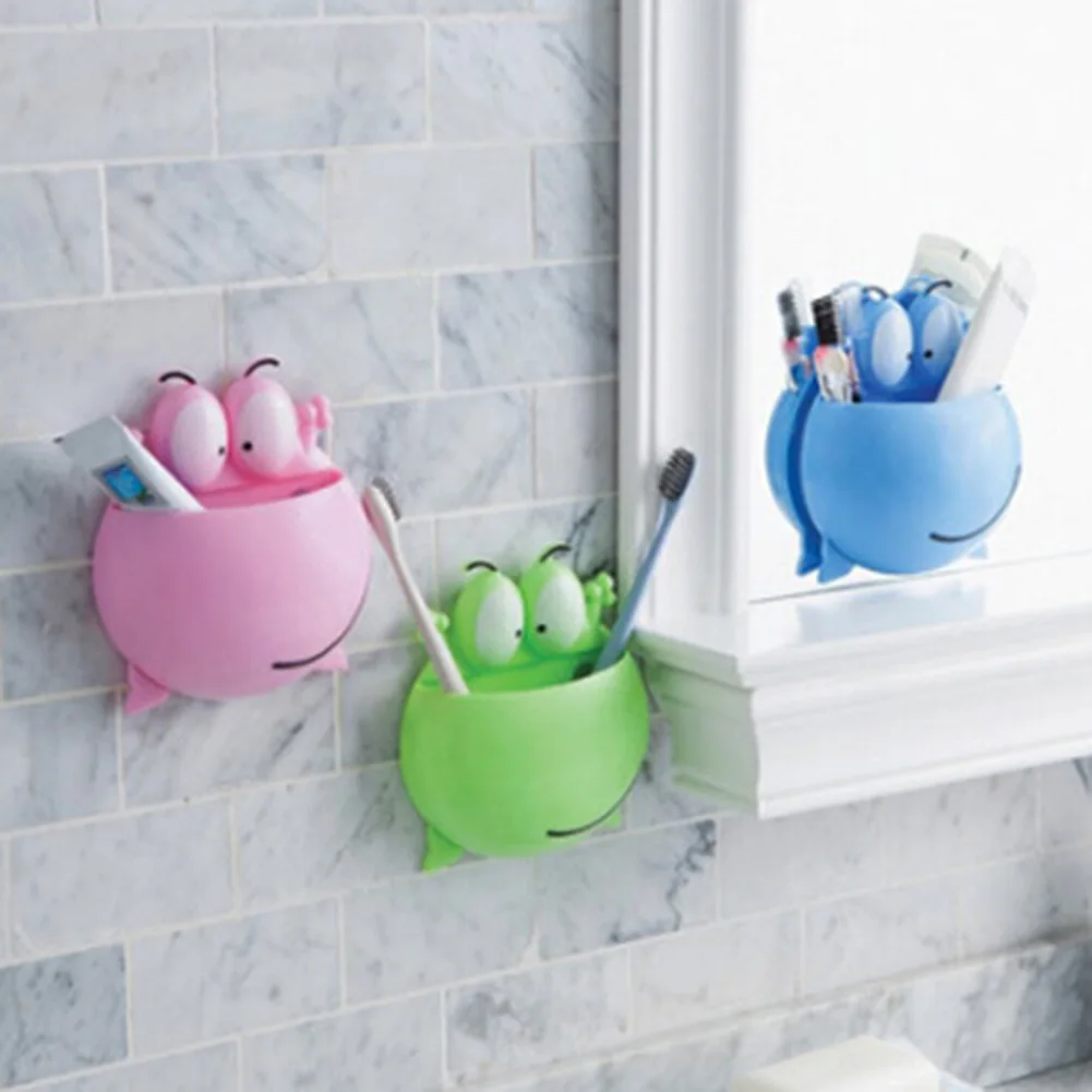 Lovely Cartoon Frogs Shaped Toothbrush Toothpaste Holder Sucker Type Toothbrush Holder Bathroom Tool
