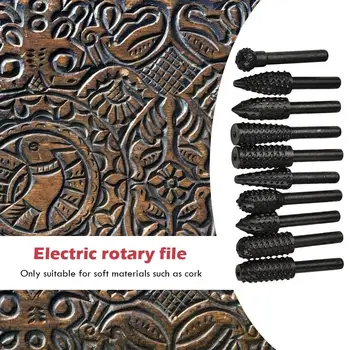 

10pcs Diamond Grinding Head Burr Drill Bit Wood Carving Rotary Skillful Manufacture Abrasive Tools Carving Tea Tray Sander