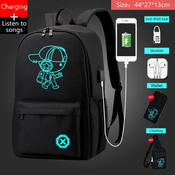 

USB music luminous School Backpacks new unisex schoolbag For teenage teenagers backpack to school bag Student book bag