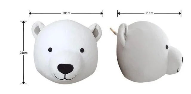 Kids Room Decoration 3D Animal Heads Elephant Deer Unicorn Head Wall Hanging Decor For Children Room Nursery Room Decoration - Цвет: Bear