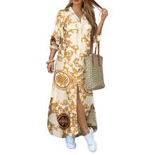  ZANZEA Bohemian Printed Women Shirt Dress 2022 Spring Autumn Long Sleeve Maxi Dresses Casual Lady OL Lapel Oversize Party Robe 7 