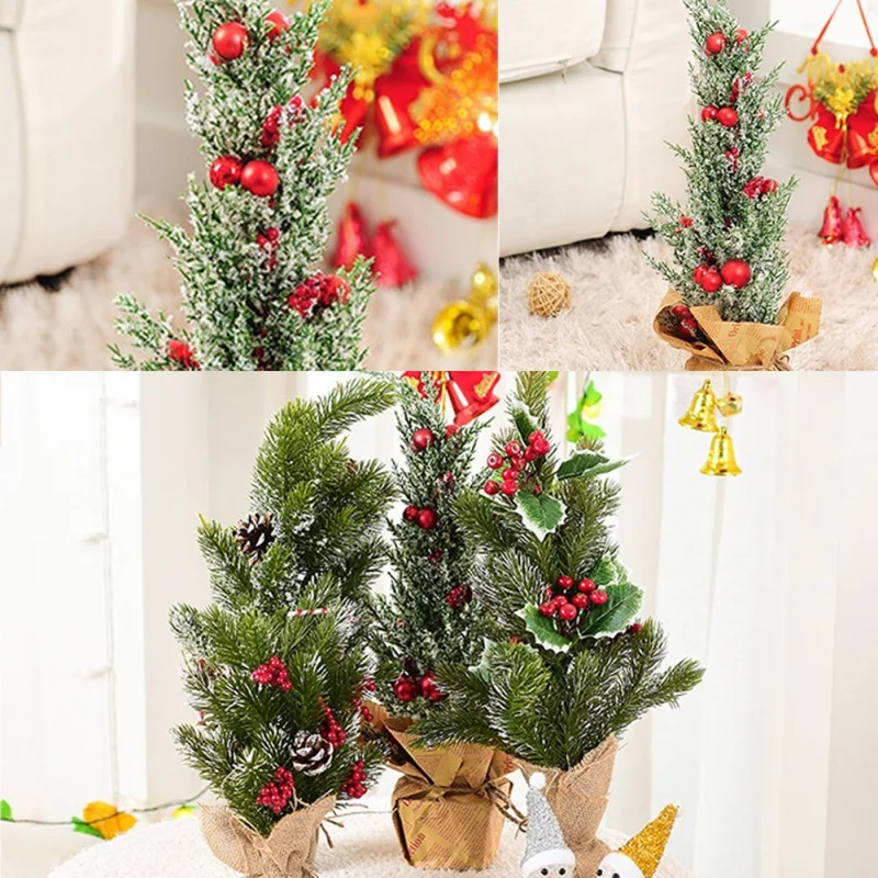 

32.5cm Christmas Tree Snow Frost Small Pine Tree DIY Craft Desktop Decoration navidad Christmas Ornaments