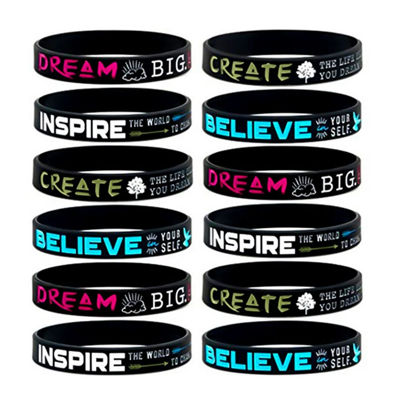 Bracelets en Silicone pour hommes et femmes, pour faire des rêves, croire,  inspirer, créer des messages, vente en gros | AliExpress