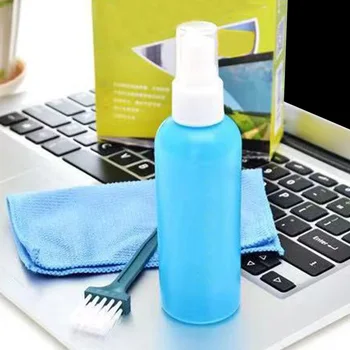 

3pcs Solution Spray Laptop Microfiber Cloth With Brush Computer Accessories Portable Keyboard For LCD Travel Screen Cleaning Kit
