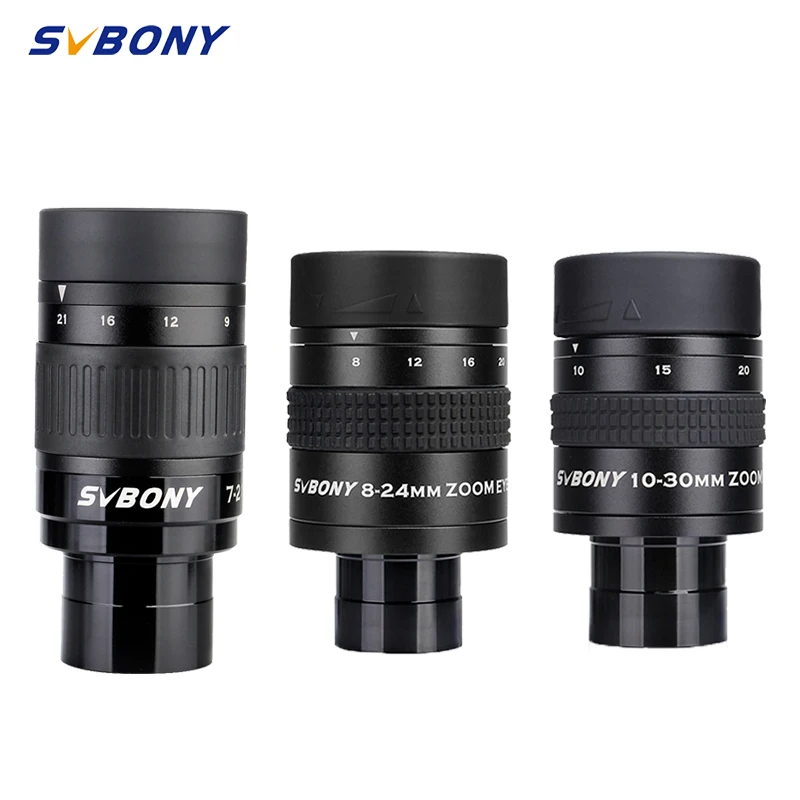 SVBONY 1.25 Zoom Telescope Eyepiece 7-21mm, 8-24mm, 10-30mm Full Metal Barrel and Broadband