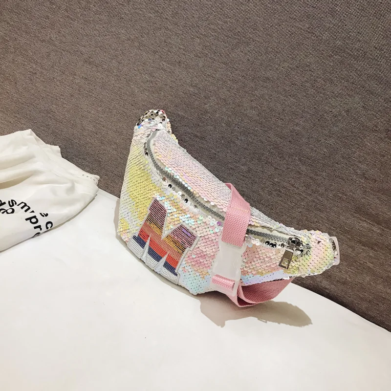 white Monsisy/ Детские Поясные Сумки из искусственной кожи с блестками, блестящие поясные сумки для мальчиков и девочек, модные детские сумки на груди, кошельки для монет, портмоне - Цвет: white