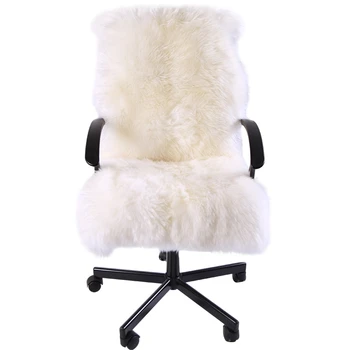 

Single Side Genuine sheepskin fur full covered chair cushion for Household Office Chair, hairy real sheep fur gaming chair pad