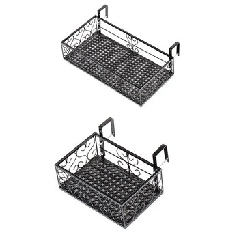 

HOT Hanging Rack Organizer Flower Pot Storage Basket Rack Closet Holders Balcony Rail Planter Shelf Fence Railing