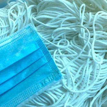 

3mm Elastic Band Sewing Mask Rope Round White Rubber Band Mask Oil Core Belt Rope Handmade DIY Protective Accessories 50meters
