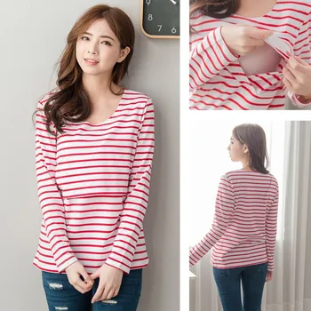 

2020 NEW Women Maternity Casual T Shirt Short sleeve Breastfeeding Clothes Striped Nursing Top Casual Pregnant T shirt Clothes