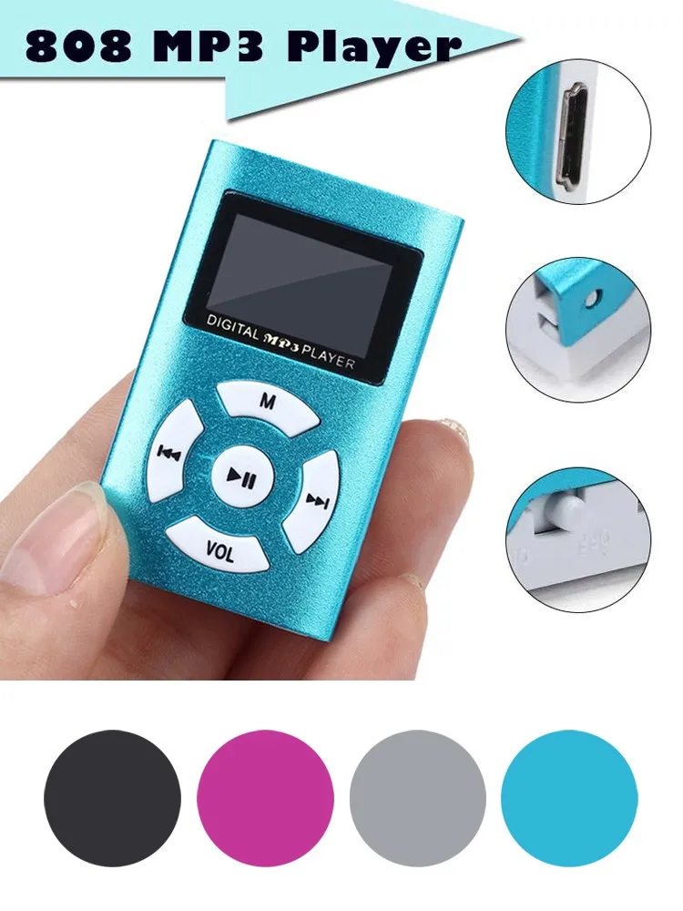USB мини металлический чехол MP3 плеер ЖК-экран Поддержка 32 ГБ Micro SD TF карта встроенный литий-ионный аккумулятор