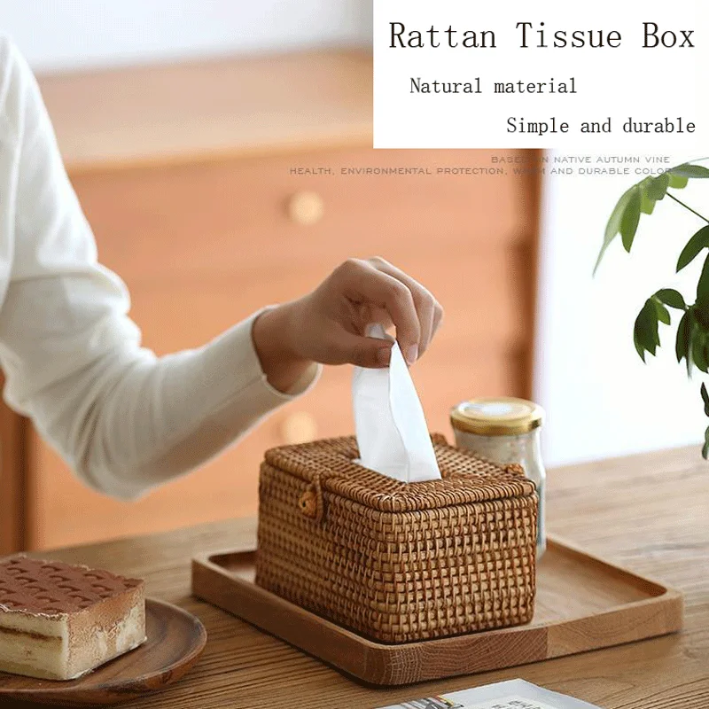 Rattan Tissue Box Home Decoration Handmade Desktop Tissue Rattan Box For Barthroom Home Hotel And Office for tissue box