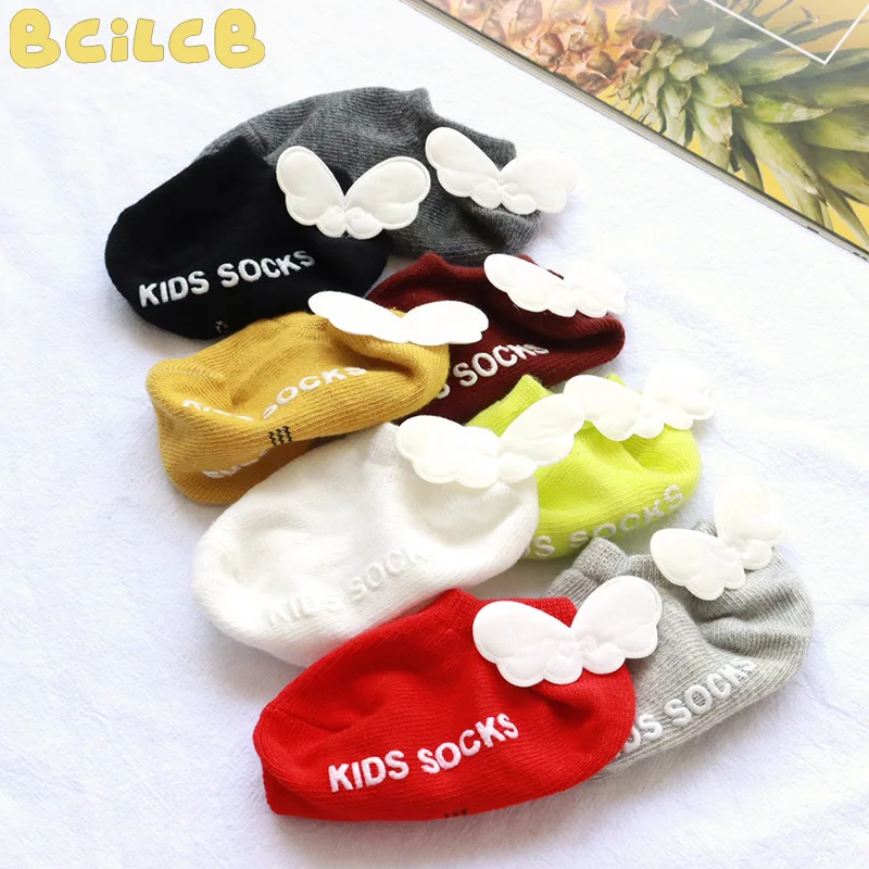 Calcetines con dibujos animados para bebé recién nacido, ala de Ángel, para niño y niña, calcetín náutico para niño, calcetines cortos de algodón para bebé