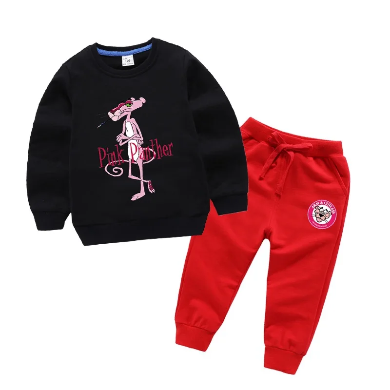 SAILEROAD/комплекты одежды с розовой пантерой для девочек Детская Хлопковая одежда для мальчиков, свитер с длинными рукавами+ штаны детский спортивный костюм на осень