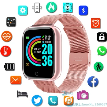 

Fashion Square Smart Watch Women Men Sport Watch Electronic LED Ladies WristWatch Luxury Clock Female Stainless Steel Smartwatch