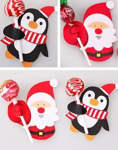 

2015 Korean Models Cute Santa Claus Penguin Lollipop Paper Card Hand Account Decorative Card 48 Pieces