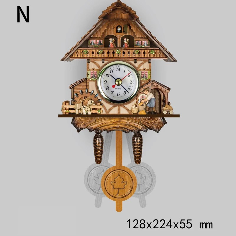 New 3D Handcrafted Wall Clock Wooden Cuckoo Wall Clock Quartz Clock Fashion Christmas Gift Home Art Decor 