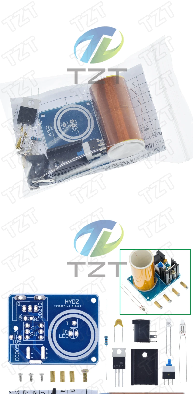 1/3PCS BD243 Mini Tesla Spule Kit Magie Requisiten DIY Teile Leere Lichter Technologie Diy Elektronik BD243C DIY mini Tesla Spule Modul – Detail 8
