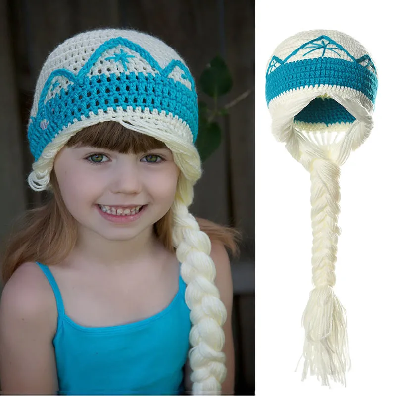 Girls Elsa Winter Knitted Hat Baby Girl 
