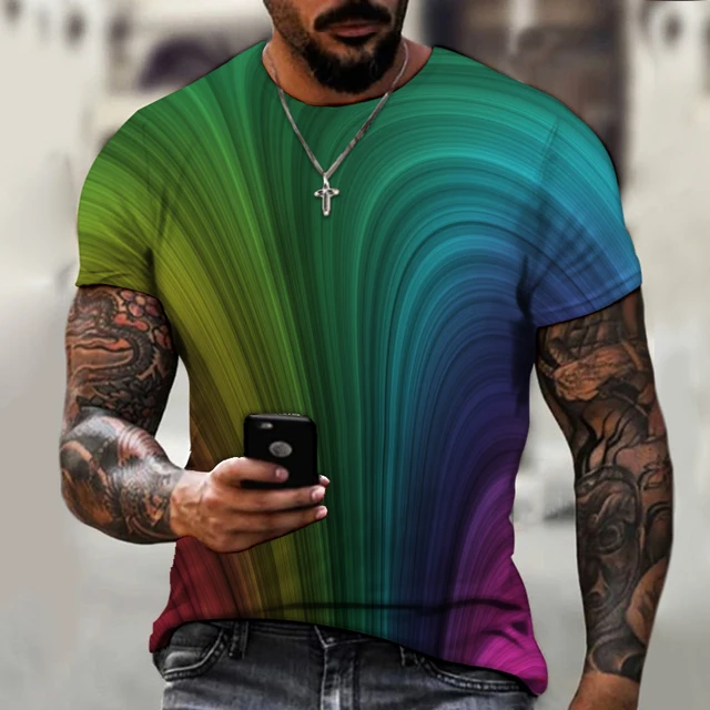 2022 Summer New Fashion Trend Street Men's Clothing, 3d Printing Abstract Art, Street Hip-hop Style Loose Casual Short Sleeves CTZ2338