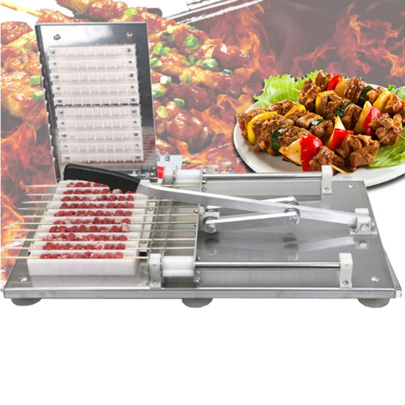 Ручной Satay аппарат для насаживания мяса на шампуры/барбекю из нержавеющей стали Satay стяжка бамбуковый металлический шпагат
