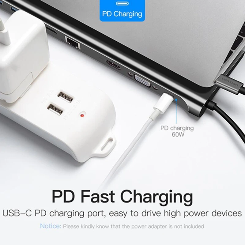 10 в 1 адаптер USB Type C к HDMI VGA конвертер usb-хаб с SD/TF кард-ридер PD зарядка RJ45 адаптер для MacBook