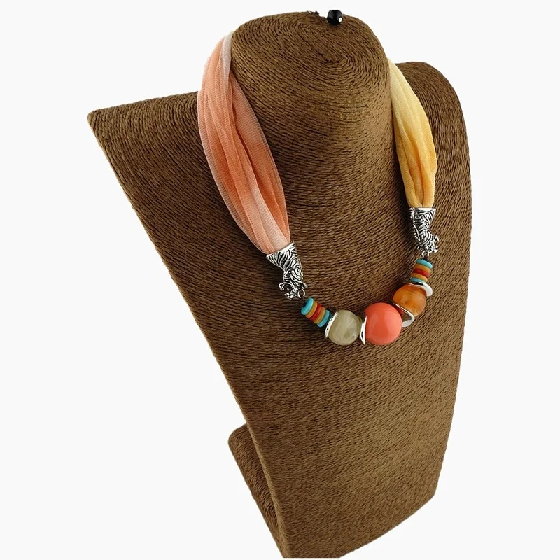New Women Colorful Wrap Scarf Multi-style Decorative Jewelry Necklace Pendant Scarf Hijabs Femme Head Scarves 5