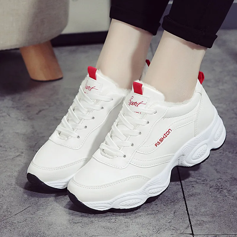 Autumn Shoes Woman Chunky Sneakers Lace Up Women Walking Platform Ladies Flats Vulcanized Shoes Comfort Winter Women's Footwear