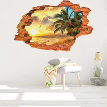 Kun Still Cross Border стиль сломанная Стена Пейзаж Закат море вид остров ладонь гостиная спальня экологически чистые Re