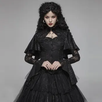 

PUNK RAVE Women's Gothic Lace Cloak Shirt Fashion Lace Flare Sleeves Steampunk Retro Blouse Evening Party Women Gorgeous Shirts