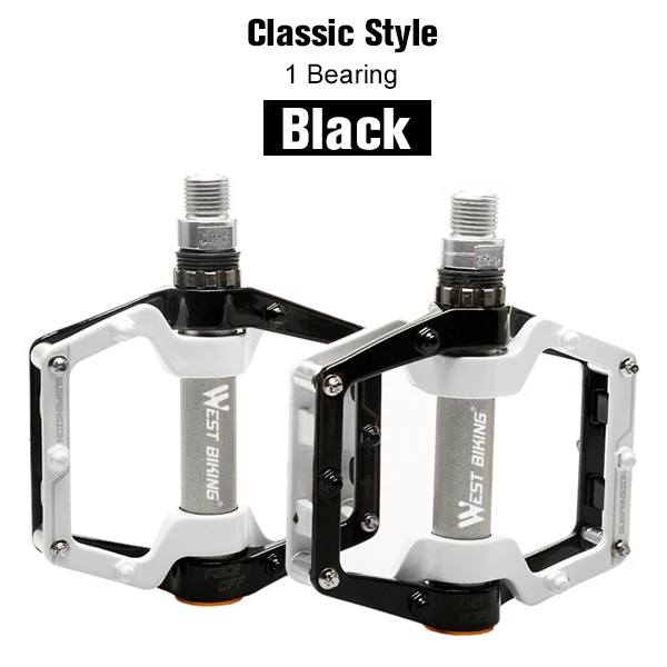 1 Bearings Black WEST BIKING сверхлегкие велосипедные педали из алюминиевого сплава Cr Mo Ось шпинделя противоскользящие 9/1" велосипедные 3 герметичные подшипники с ЧПУ велосипедные педали - Цвет: 1 Bearings Black