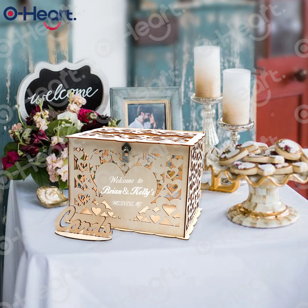  Rustic Wooden Wedding Card Box With Lock Sign Money Box DIY Greeting Card Box Christmas Baby Shower