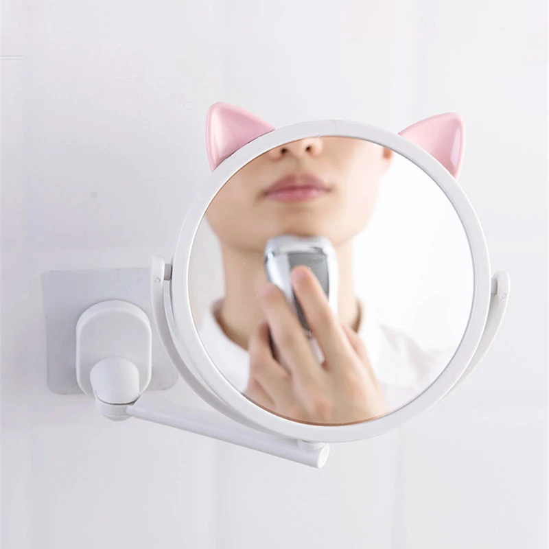 Пробивка Настенное подвесное маленькое зеркало для ванной настенное зеркало для макияжа Бытовая ванная комната настенное зеркало для ванной комнаты