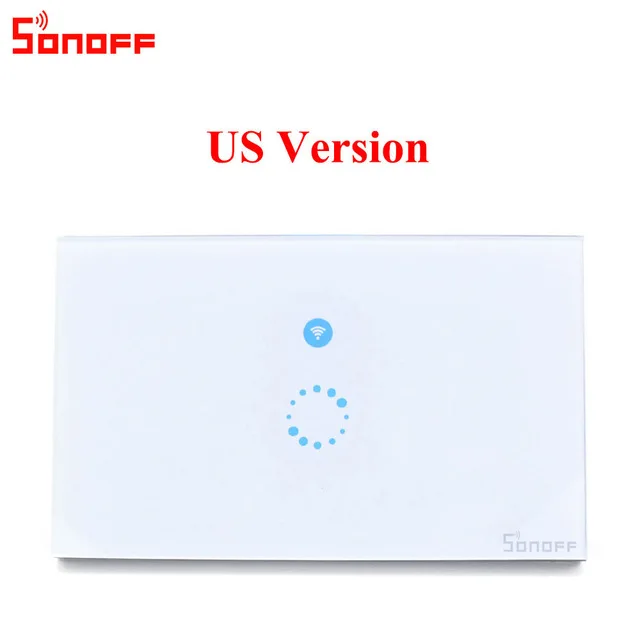 Sonoff сенсорный настенный сенсорный выключатель для ЕС, США, Wi-Fi, 1 комплект, 1 способ, беспроводной дистанционный светильник, релейное приложение, управление, работа с Alexa, модуль умного дома - Цвет: Хромированный