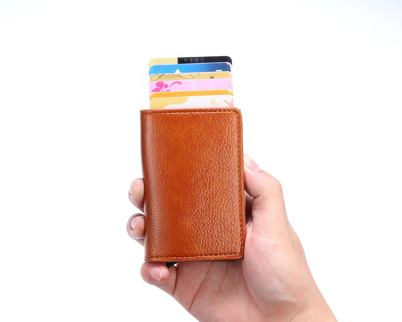Bycobecy мужской и женский кредитный держатель для Карт RFID Алюминиевый Чехол для визиток для путешествий Умный кошелек искусственная кожа Crazy Horse