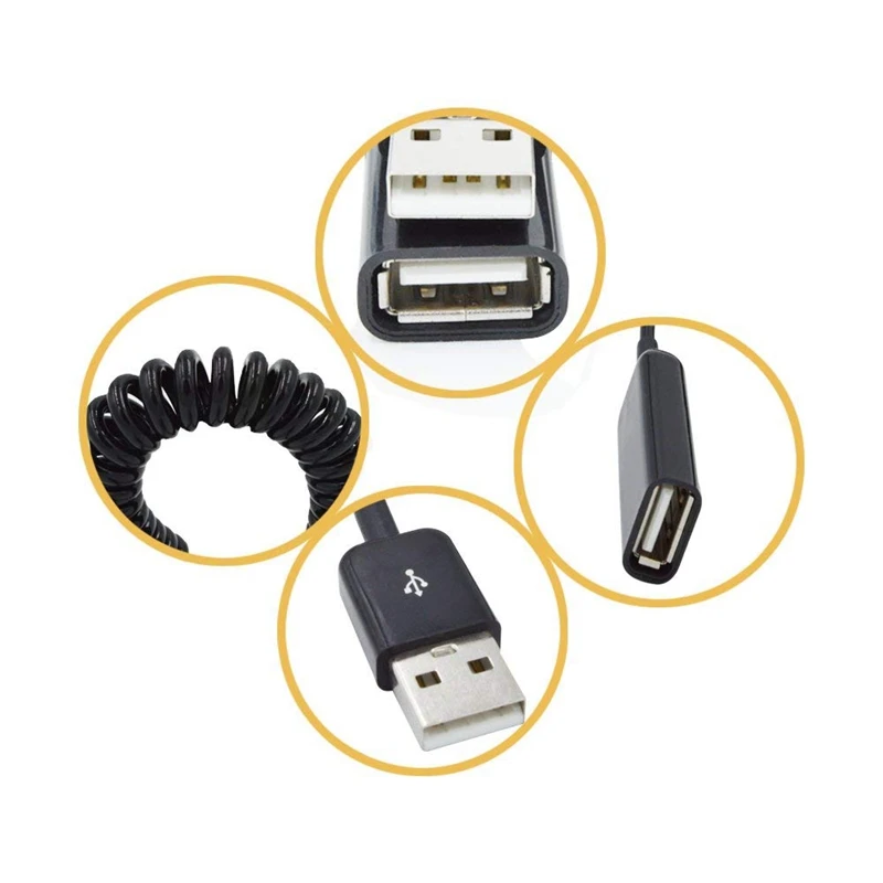 Spiral Coiled USB A male to A female adapter adaptor Cable 1M 3FT