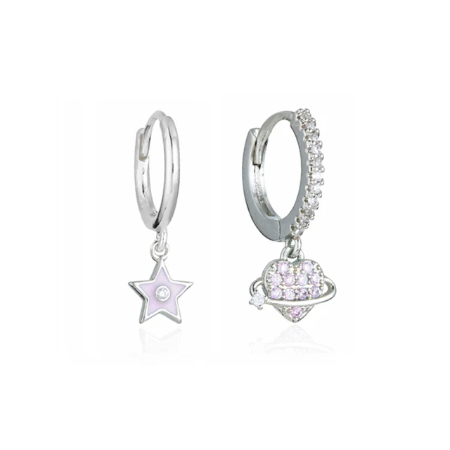 SIPENGJEL Fashion Cute Colorful Love Heart Hoop Earrings Romantic Red Zircon Pendant Drop Earrings For Women Girls Hoops Jewelry 1213-2